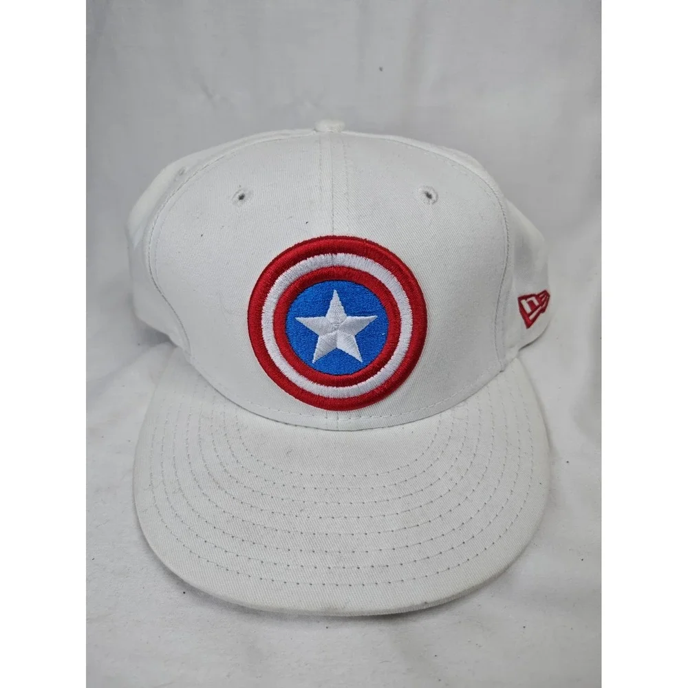 New Era 59FIFTY Marvel Captain America Fitted Hat 7 5/8 White IPCC Promo Flat